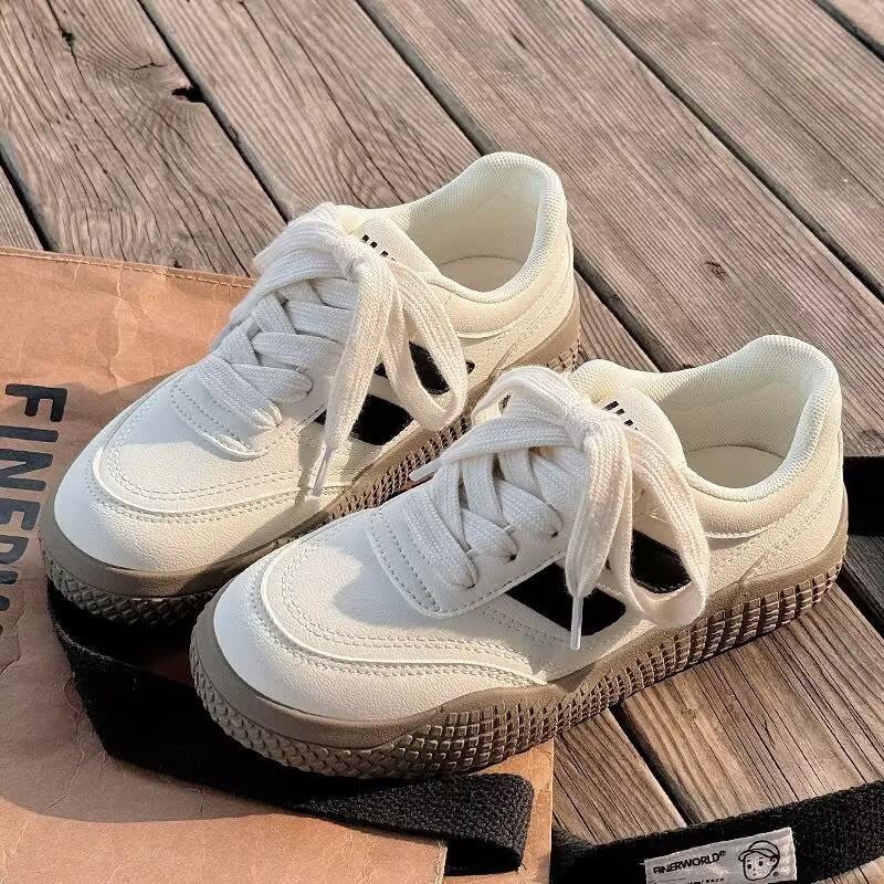Retro German training shoes New spring platform student leisure sports niche board shoes 35 чёрный