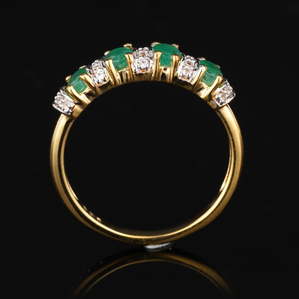 925 Silver Oval Gemstone Ring Ruby Emerald White Topaz Gold Plated Women Jewelry