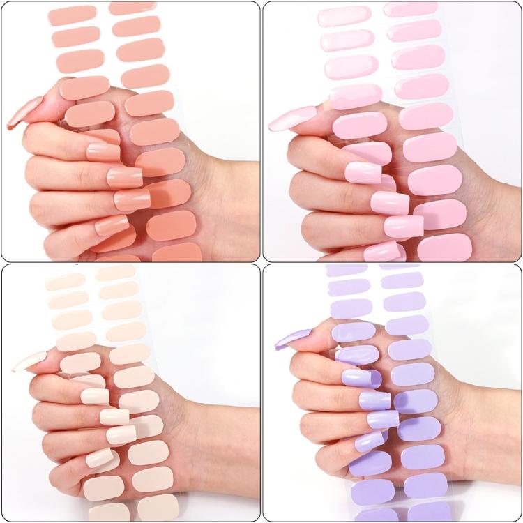 Solid Color Gel Nails Stickers Semi Cured Gel Nail Strips Gel Wraps Nails Art Decoration Manicures Stickers for Nails