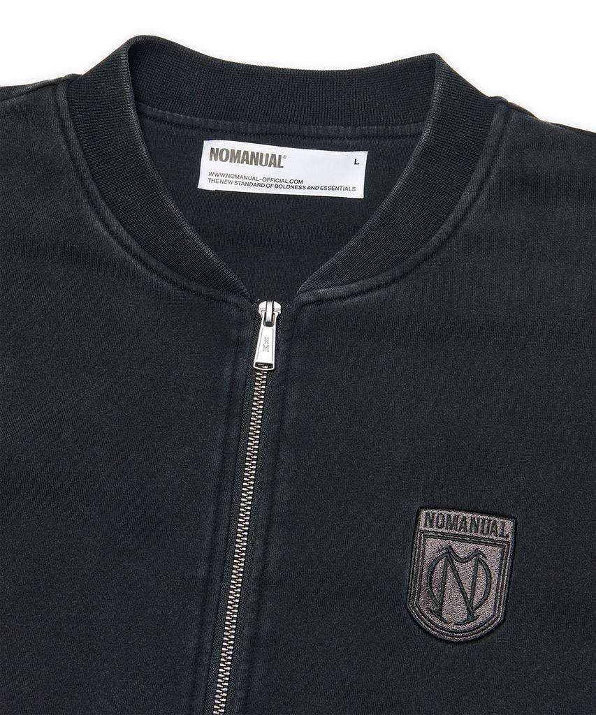 Nomanual Emblem Sweat Zip-Up - Washed Black