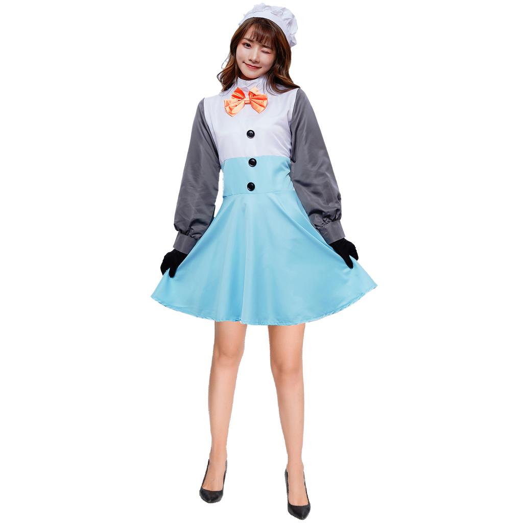 - Frozen Snow Treasure, Halloween costume cospay winter love song anime snowman maid costume
