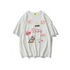 Women's Loose-Fit Cartoon Print Pure Cotton T-Shirt, Chic Hong Kong Style, Trendy American Brand, Plus Size Available