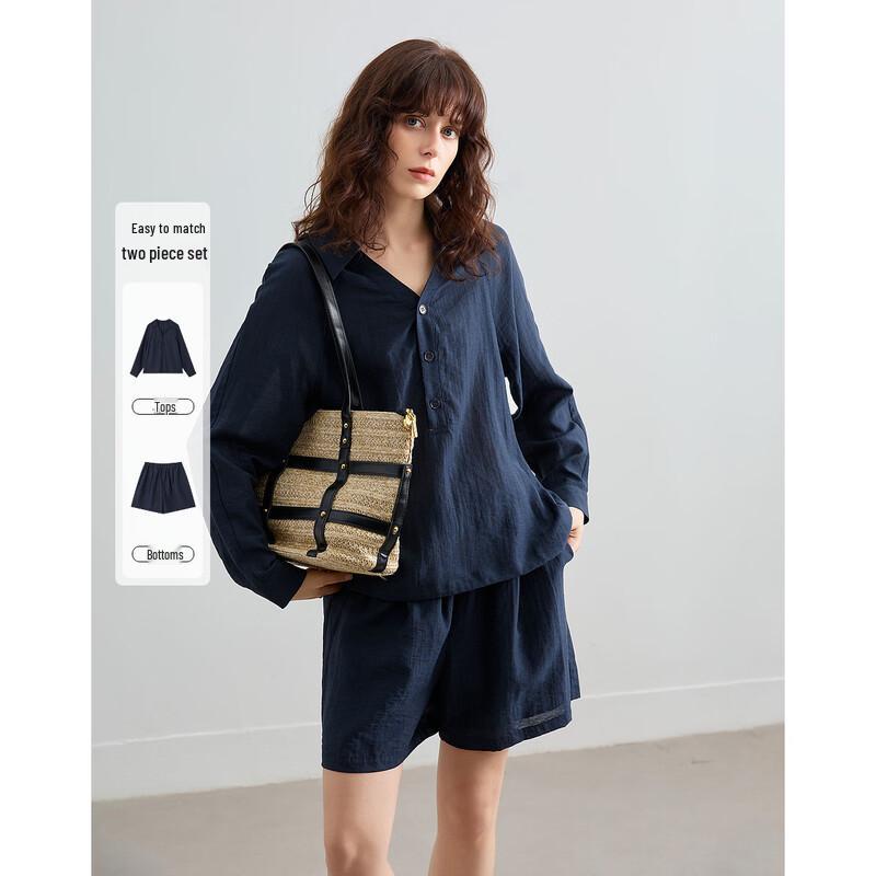 Demana Women s Relaxed Linen Blend Two-Piece Set S