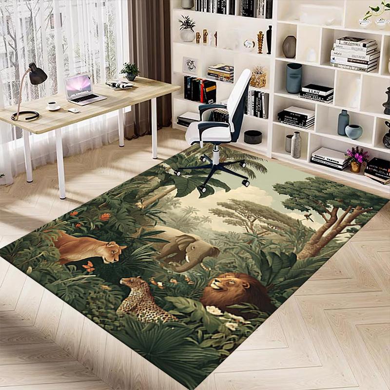 1PC jungle animals Non-Slip Floor Carpet Compatible for Office&Living Room&Bedroom&Dining room - Flat - Weave Machine-S0341