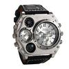 JewelryWe Mode Herren Multifunktionsuhr Zifferblatt Analoganzeige Lederarmband Sportkompass Thermometerfunktion Silber Schwarz