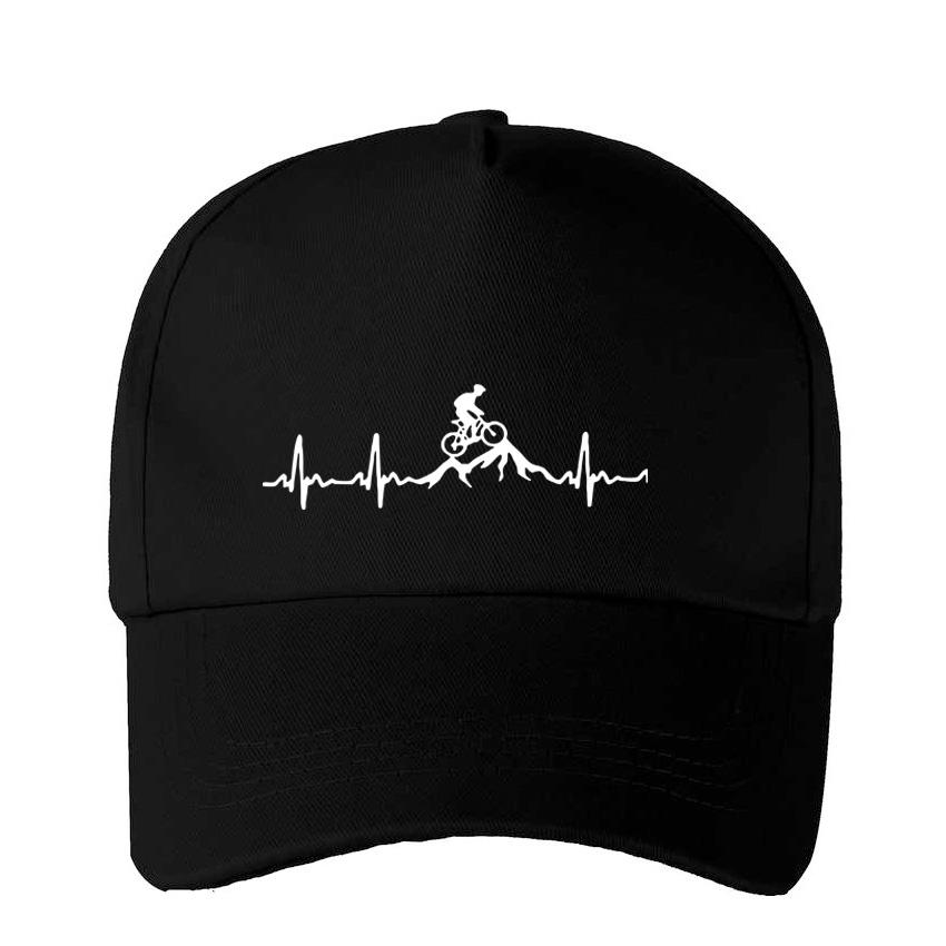 Mountain Bike Heartbeat Funny Black Cap Solid Color Baseball Cap Snapback Caps Casquette Hats Hip Hop Dad Hats Men Women Unisex