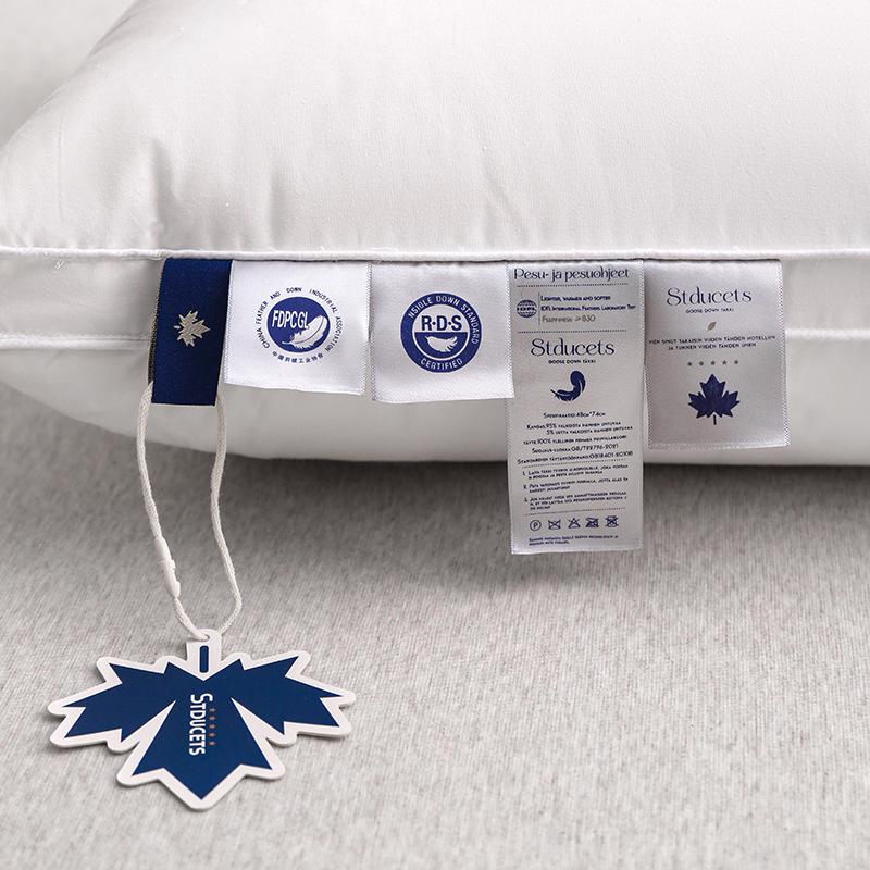 Luxurious Class A White Goose Down Pillow - Non-Deforming, Five-Star Hotel Quality, Available In Low To Medium-High Profiles.