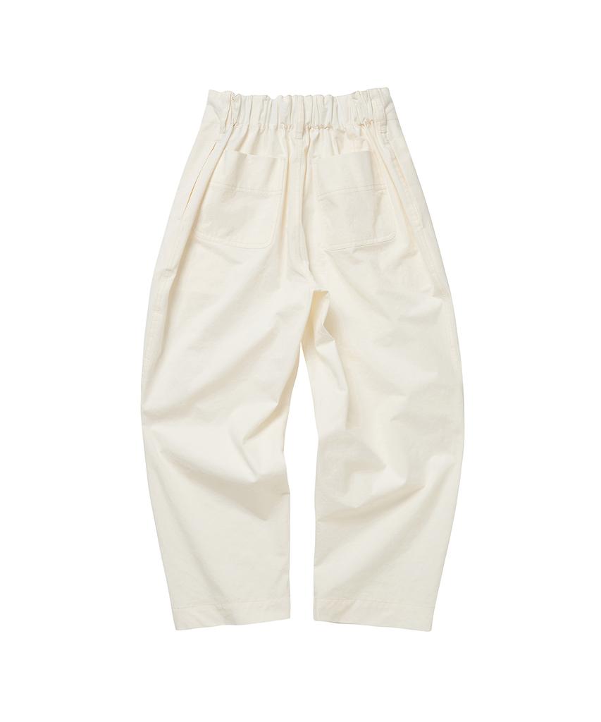COTTON BELL Two-Button Wide Slim Pants - Ivory
