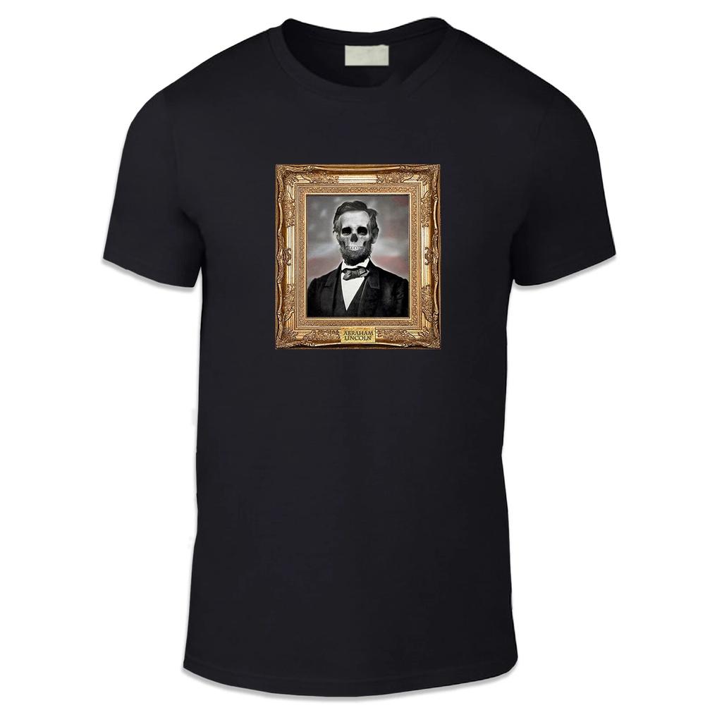 Framed Abe Lincoln Skull Unisex T Shirt - Fun Parody Cool History Chic