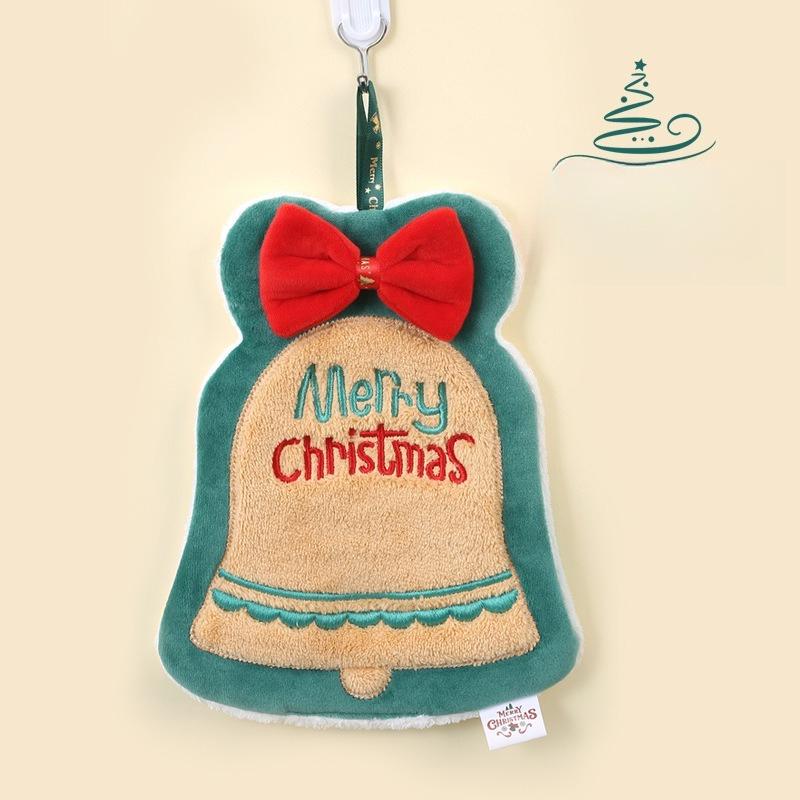 Christmas Hand Towel - Hangable Super Soft Coral Fleece Quick-Dry & Absorbent Embroidered Kitchen/Bathroom Festive Towel