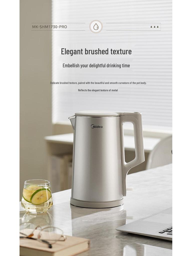 Midea 2024 Stainless Steel 1.7L Electric Kettle with Auto Power-Off