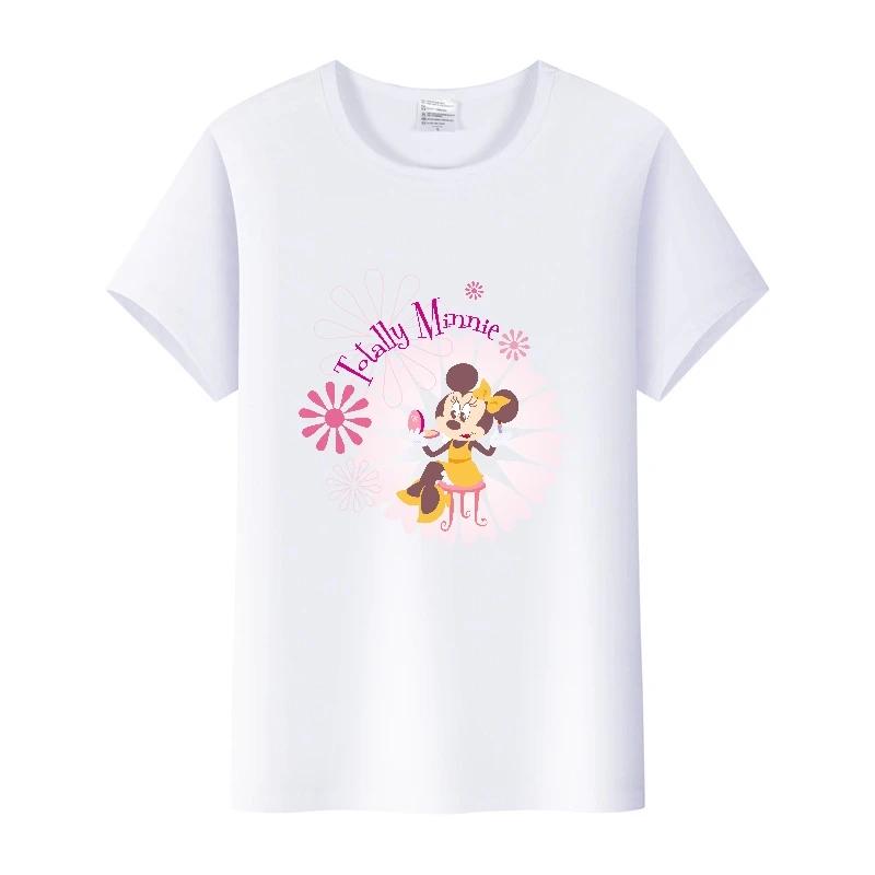 Casual Disney Cartoon Minnie Summer Blouses Men T-shirt White 2000s Tees Women Tshirt Ladies Mickey Mouse Tops Oversized Clothes