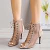 New hollow sandals fashion cross strap sexy stiletto sandals large size women's cool boots