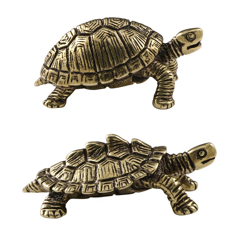 Glückliche kleine Geld-Schildkröte Retro Schildkrötenstatue Desktop-Ornamente Massivkupfer Schildkrötenfiguren Heimdekoration