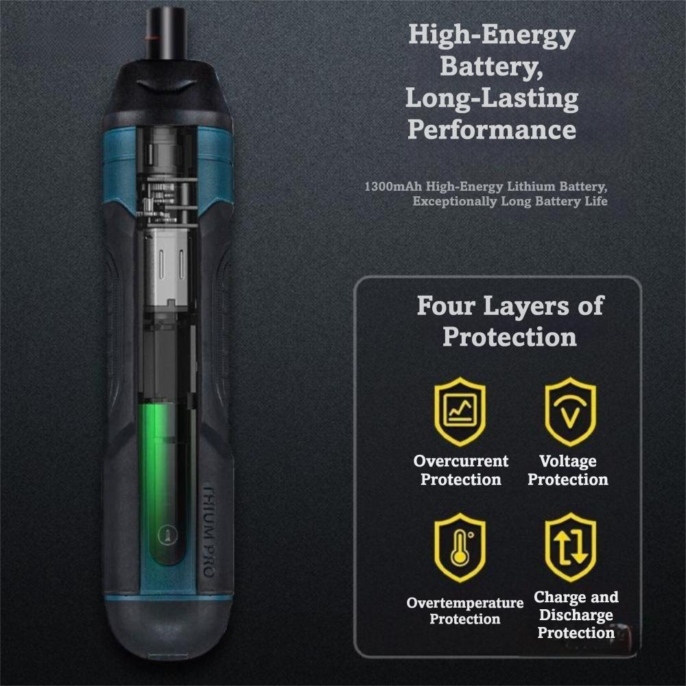 Mini Size Electric Screwdriver 1300mAh Rechargeable Power Drill Cordless with LED Light Repair Tools Home Maintenance