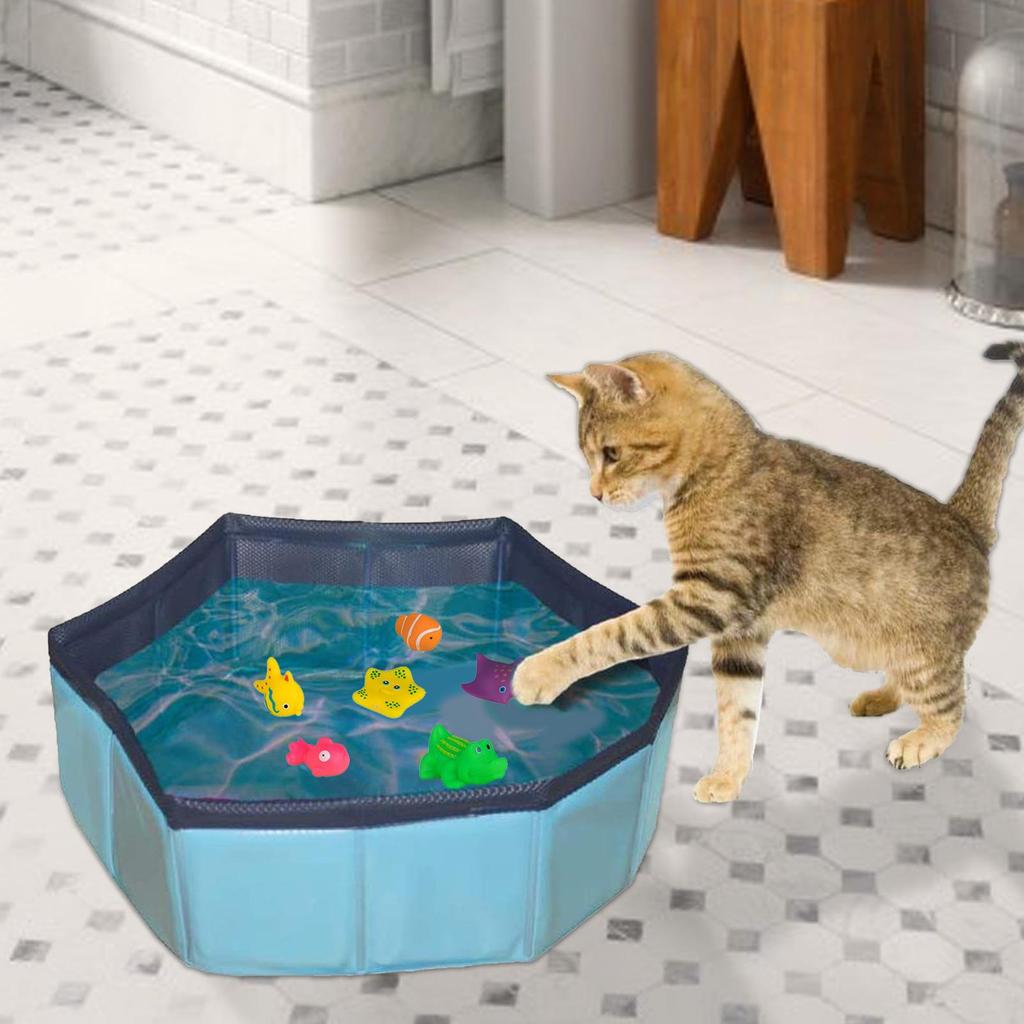 Cat Pool Toys 6pcs Kitten Pool Water Squeaky Toy  Interactive Cat Toys squeeze water toys Swimming Bath Fish Toy Cat Supplies