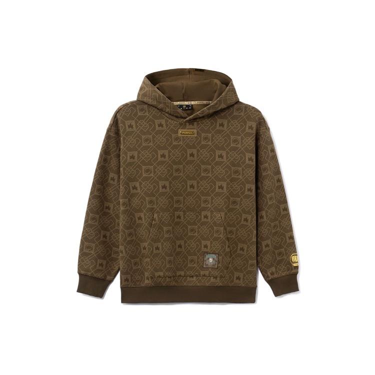 Li-Ning BAD FIVE Series Loose Full Print Pullover Hoodie Brown Unisex AWDRE21-2 XXXL