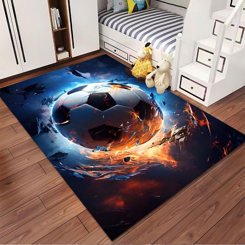 Fiery Soccer Ball Design Suitable As a Non-slip Mat for the Living Room or Bedroom Sofa