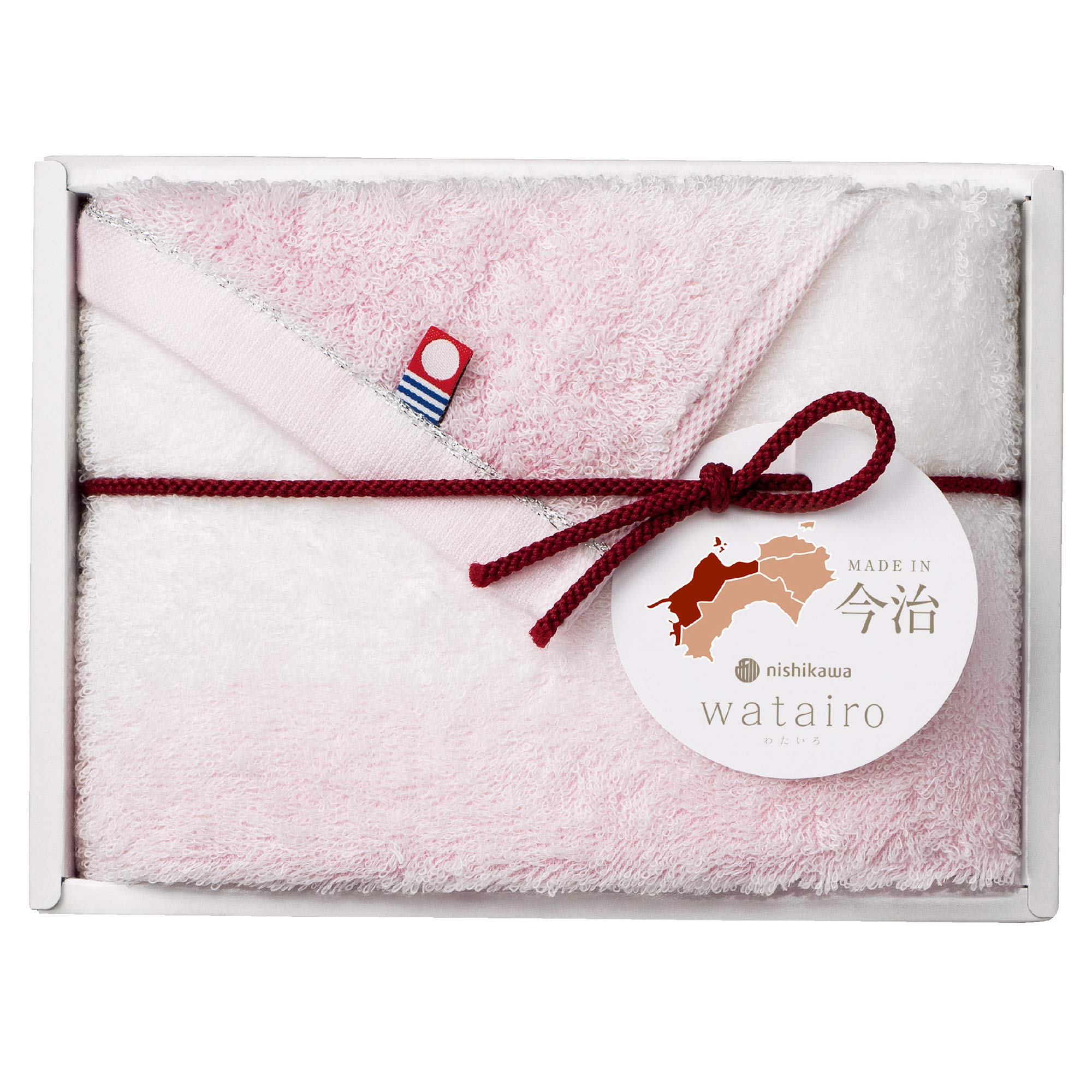 

Nishikawa Imabari Towel Gift Face Towel Made in Gift Box Pink TT88100030P Set (1 piece), Watairo, 100% Cotton, Fluffy, Japan, Included,