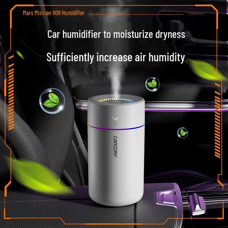 Mini USB Humidifier with Seven-Color Light & Silent Mist for Desktop and Car