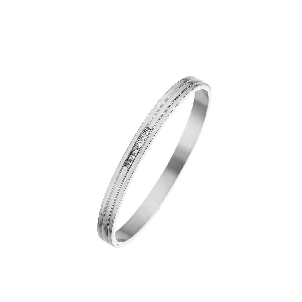 18K Gold Versatile Titanium Steel Bracelet with White Zircon