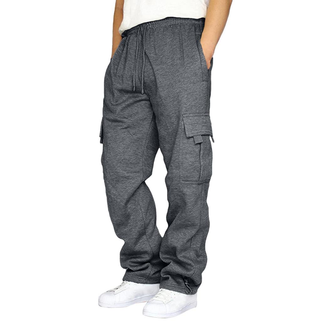 Men's Loose Fit Cargo Sweatpants with Large Pockets Elastic Waistband and Drawstring Casual Jogger Pants for Everyday Wear
