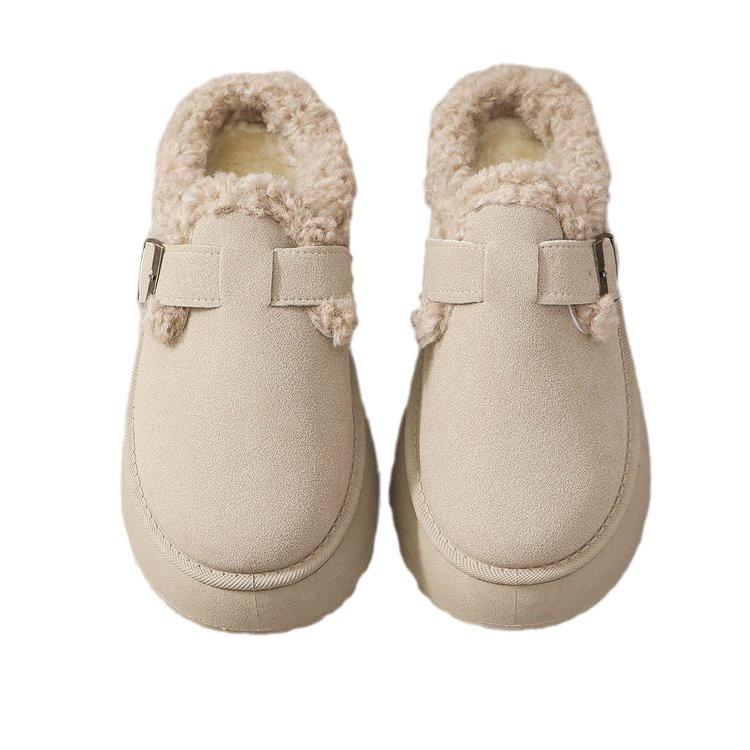 New Luxury Winter Women's Boken Shoes Plush Fashion Retro Bean Shoes Cotton Women's Flat Sole Slippers Platform Women Boots