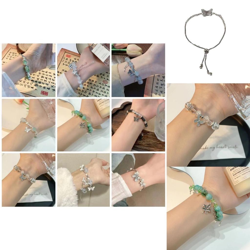 Elegant Blue Gradient Gemstone Butterfly Bracelet For Women Luxurious Summer Jewelry