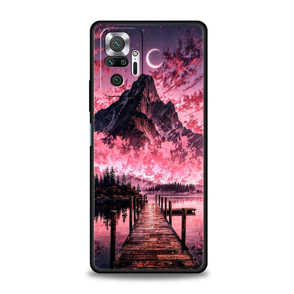 Pink Sunset Mountain Phone Case Cover for Redmi 14C 10C Note 15 14 13 12 10 11 K40 Pro Plus 5G Shockproof Soft TPU Shell Capas