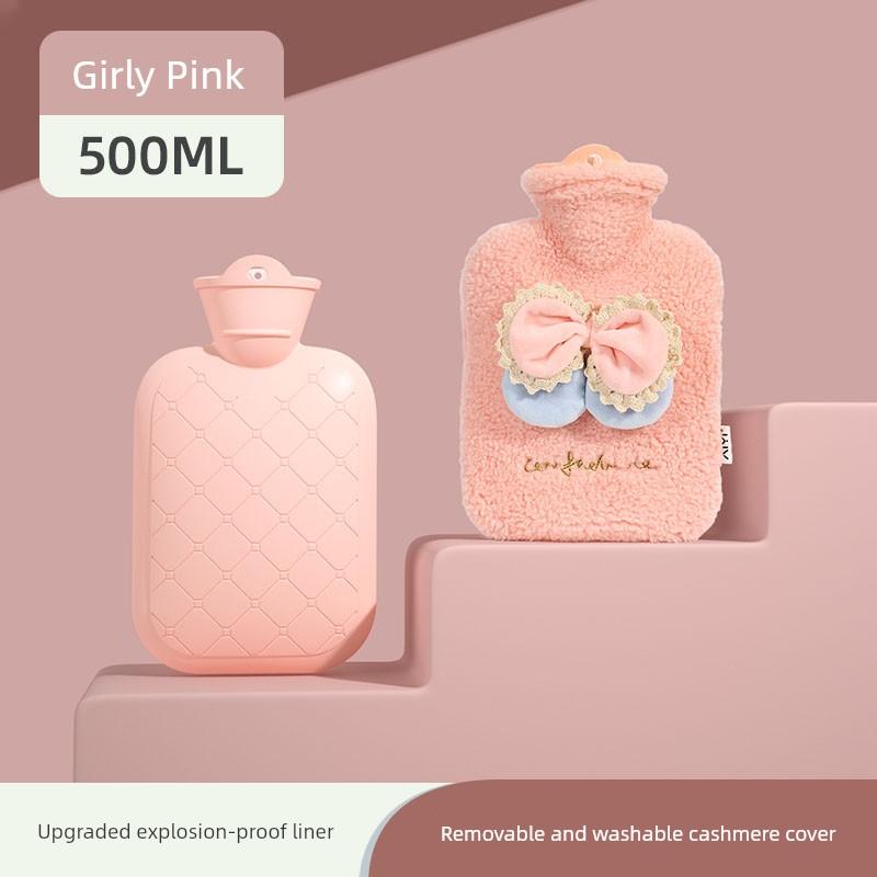 Hot Water Bottle, Thickened Explosion-Proof Hand Warmer, Small Hand Warmer Bag, Women's Belly Warmer, Plush Hot Compress Water Bag