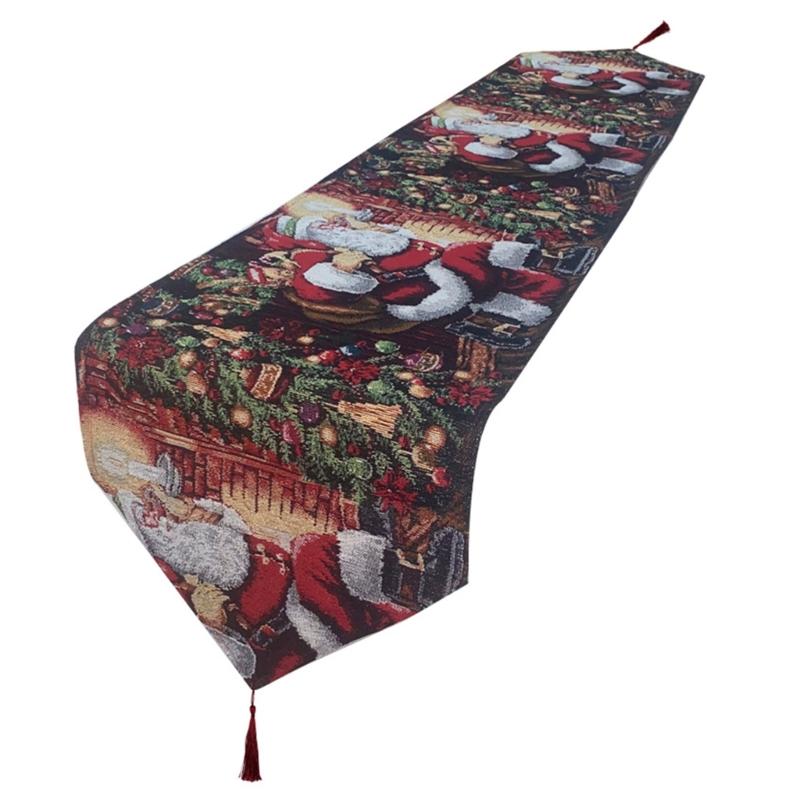 Classical Christmas Table Runner Table Cloth Christmas Tablecloth with Snowflake Pattern for Dining Decorations