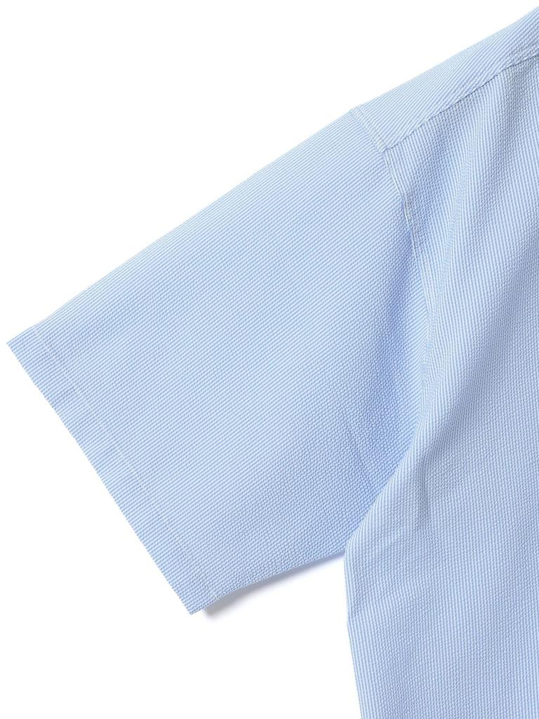 B:MING LIFE STORE by BEAMS Men's S/S Shirt, Soccer Band Collar, Half Sleeve, Blue, Size M