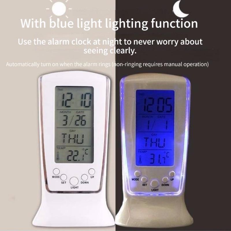 1Pcs White 510 Mini Small Alarm Clock Led Luminous Music Alarm Mute Lazy Electronic Clock with Temperature Alarm Clock