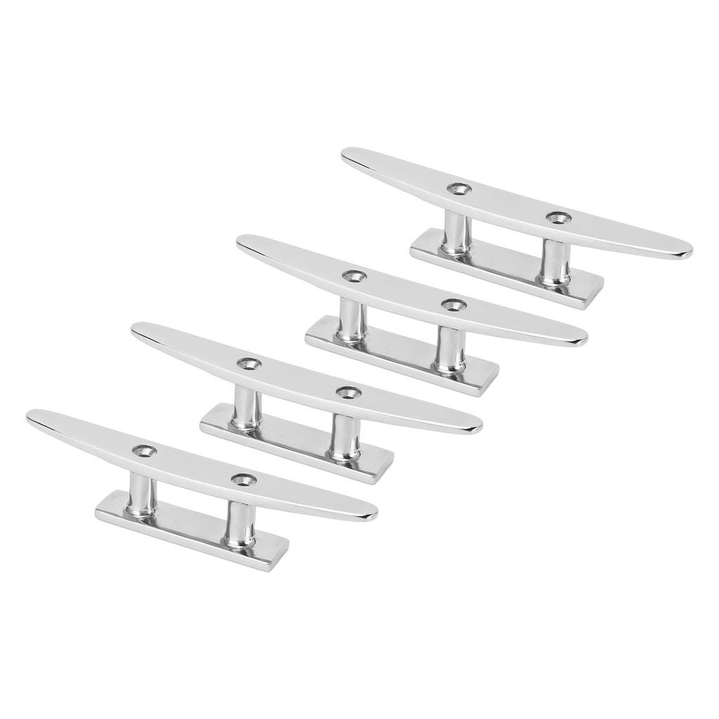 4PCS 5in Boat Cleat 316 Stainless Steel Open Base Dock Cleats High Polished Yacht Dock Mooring Cleat for Speedboat