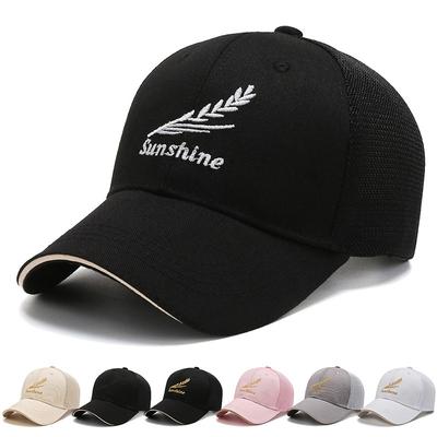 Spring Summer Men Hat Women Embroidered Wheat Ear Baseball Cap Breathable Sunshade Sunscreen Mesh Cap