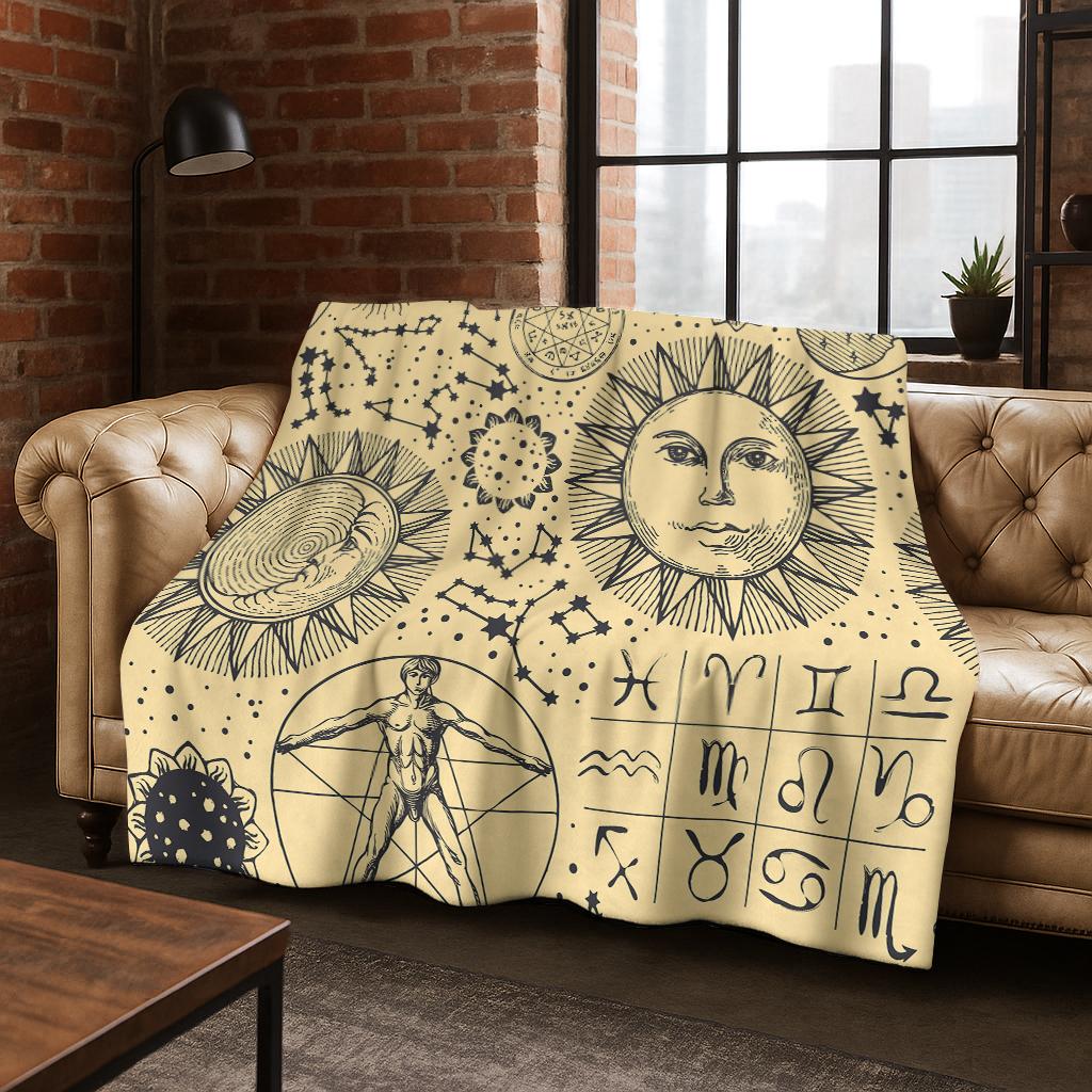 Gotisches Sonnen gesicht Mond gesicht Hexerei Tarot Flanell Decke Weiche Warme Decke für Schlafzimmer Zimmer Wohnzimmer Reise Camping Picknick