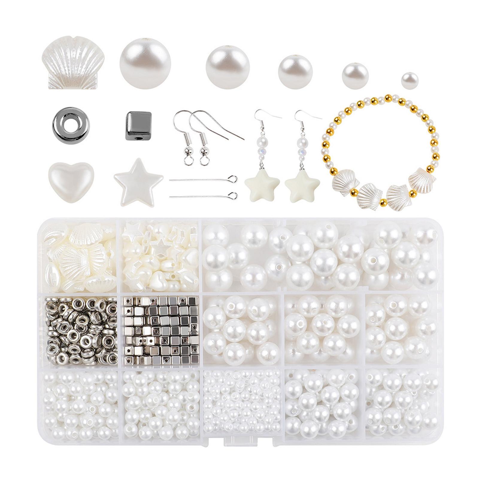 

Jewelry Making Supply 1020Pcs Artificial Pearls Beads Bracelets Making Set with Jewelry Findings for Earrings Bracelets C