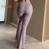 Women Yoga Pants High Waist Flared Leg Wide Leggings Solid Color Elastic Waistband Sport Pants Daily Wear