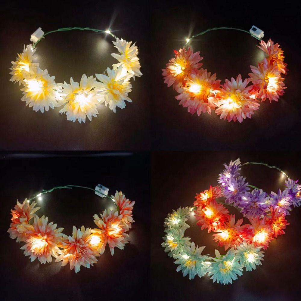Birthday Party For Bride Luminous Glowing Wreath Beach Headband Flower Crowns Wreath Headband