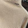 Women's Velvet Half-turtleneck, Striped Long-sleeved Undershirt, Autumn and Winter, Fungus Edge, Wear Outside