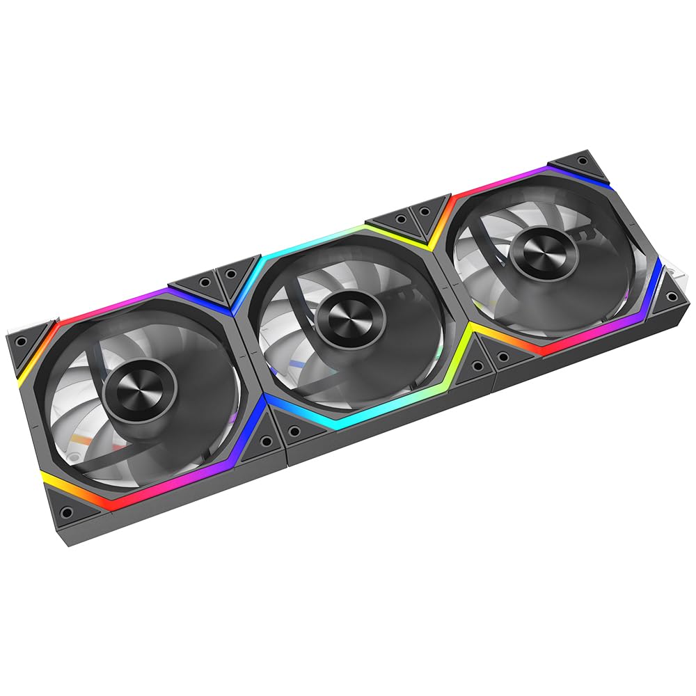 

Jungle Leopard SR120 120mm ARGB PWM Case Triple Pack Axle Core Double Ring CD Pattern Daisy Chain 5V ARGB Fan Suitable for Computer Case Fan, Module,