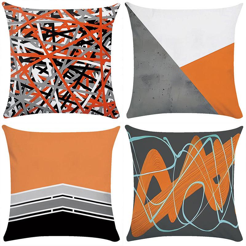 Nordic Orange Irregular Geometric Wave Cushion Gift B&B Bay Window Sofa Chair Backrest Pillow Cover