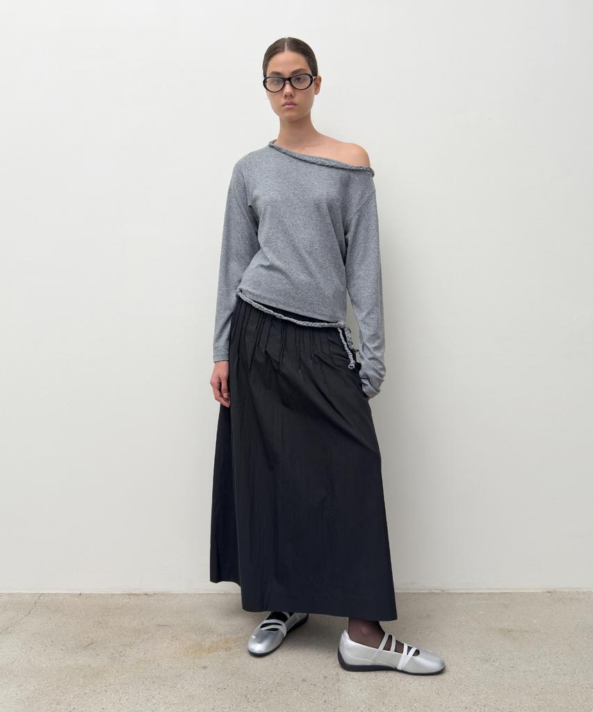 Daiaegeuneol Stitched Trapeze Skirt (Black)