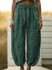 Loose Linen Pants | Comfortable and Easy Design with Fake Drawstring, Solid Color, All-season Wear