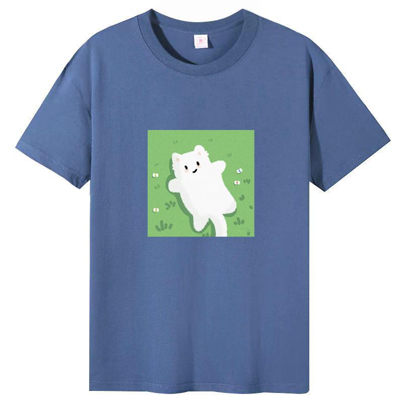 Cotton Short-sleeved T-shirt Female 2025 New Summer Printing Loose Simple Korean Version of The Top Body Shirt Female