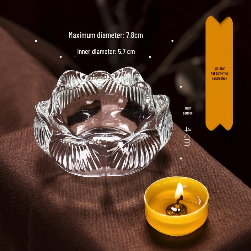 Lotus Glas Ghee Lamp Houder: Hittebestendige Kaars/Olie Lamp voor 24-Uurs Gebruik