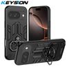 KEYSION Shockproof Armor Case for Google Pixel 10 Pro 5G Soft Silicone+PC Metal Ring Stand Phone Back Cover for Google Pixel 10