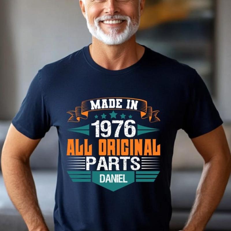 50th Birthday Unisex Crewneck Tshirt For Unisex 1976 Original Parts Bday Gift Hipster Street Fashion Casual Printed Tshirt Tops