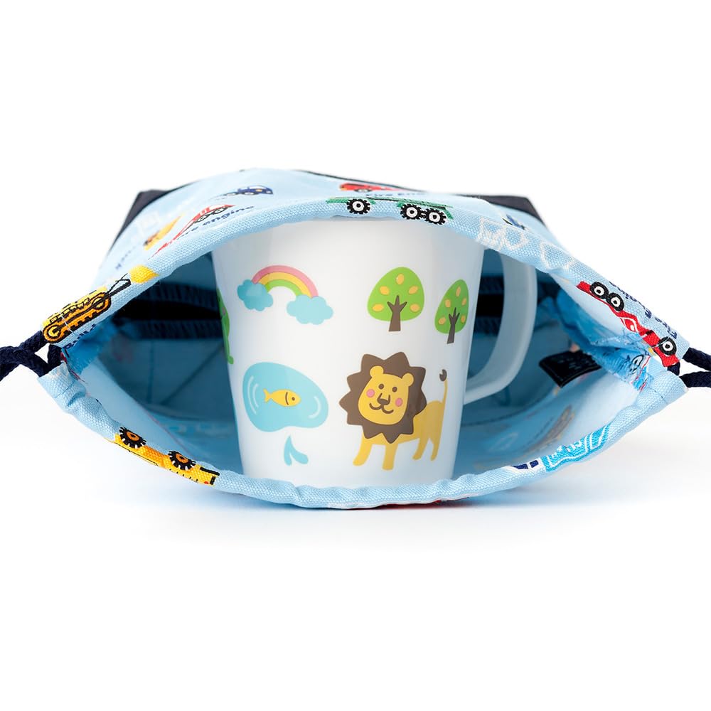 COLORFUL CANDY STYLE Small Drawstring Cup Bag (with Name Tag) - Water-Repellent, No-Iron Design, Full-Throttle Working Vehicle Design, Lightweight,