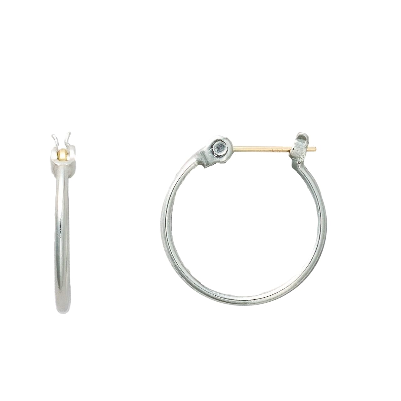 

in Japan 18K 18K K18 Metal Hypoallergenic Ring Design Catchless Crossing Hoop Earrings 3677 [HRYS] [Made Post] One-Touch (14mm Silver)